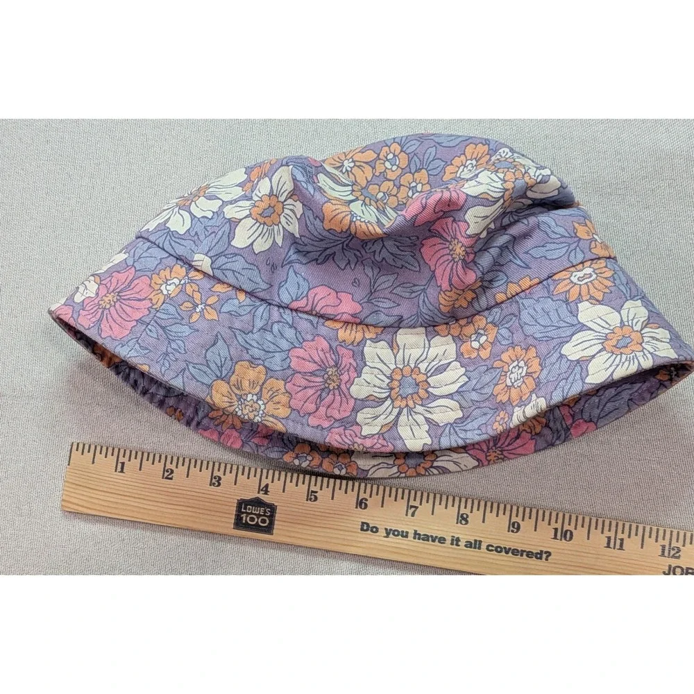 Ivory Ella Bucket Hat Womens One Size Purple Floral Cotton Excellent Festival